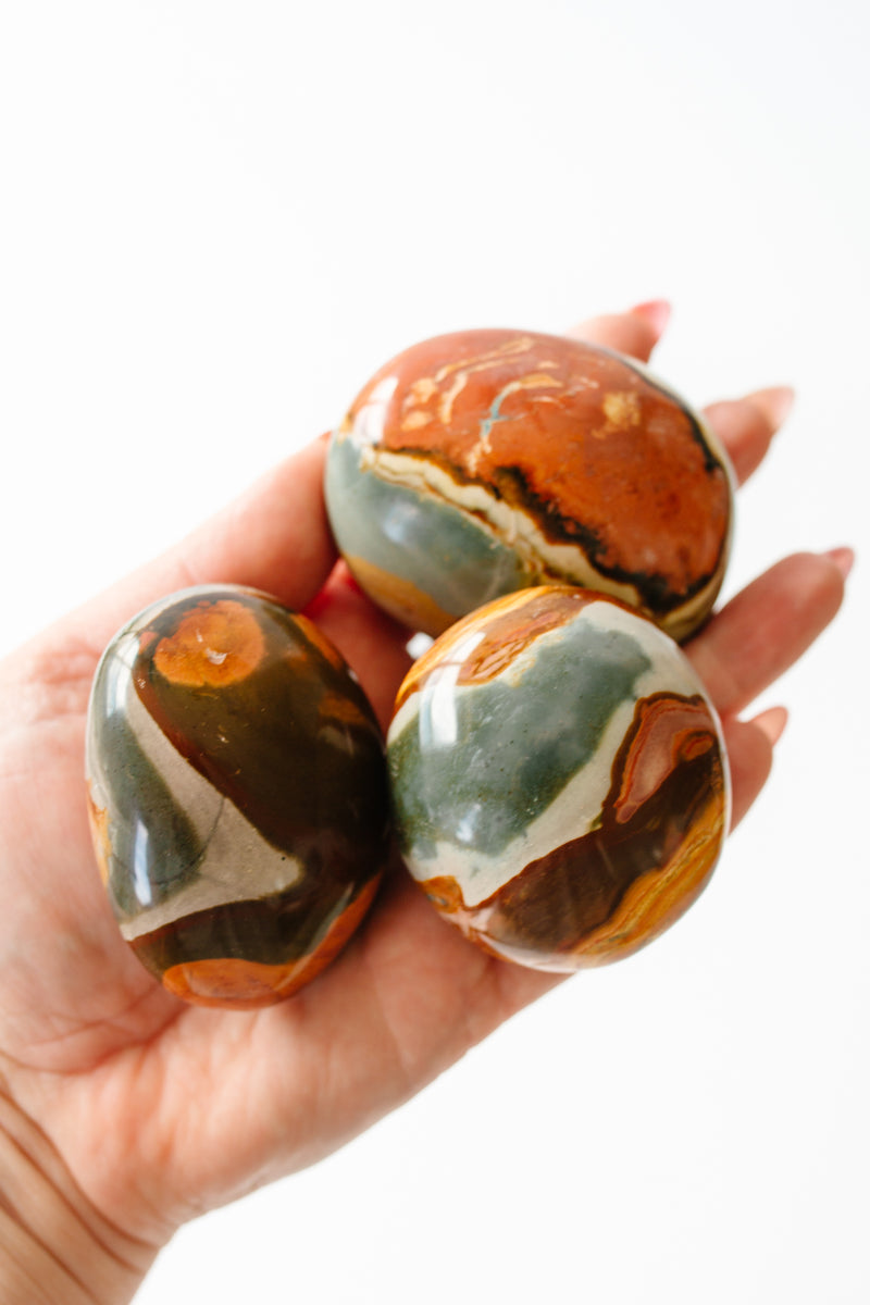 Polychrome Desert Jasper Palm Stones - Apothecary Co.