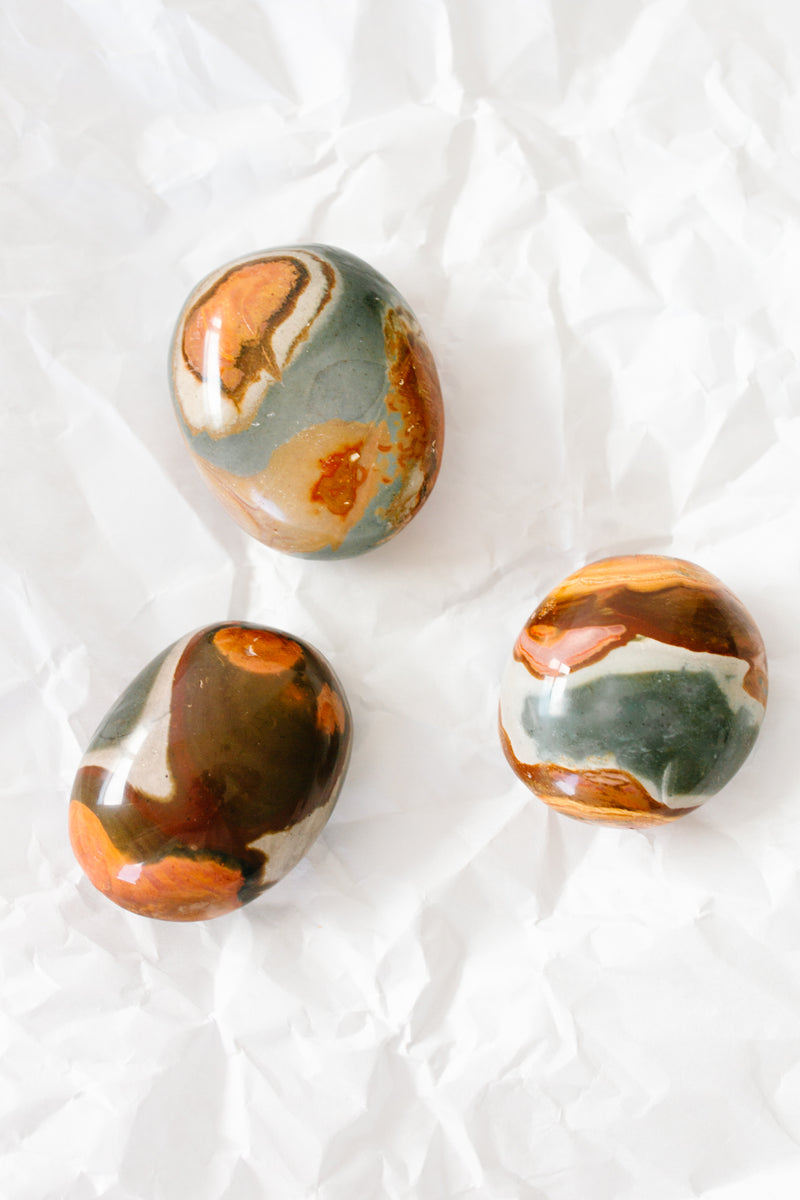 Polychrome Desert Jasper Palm Stones - Apothecary Co.